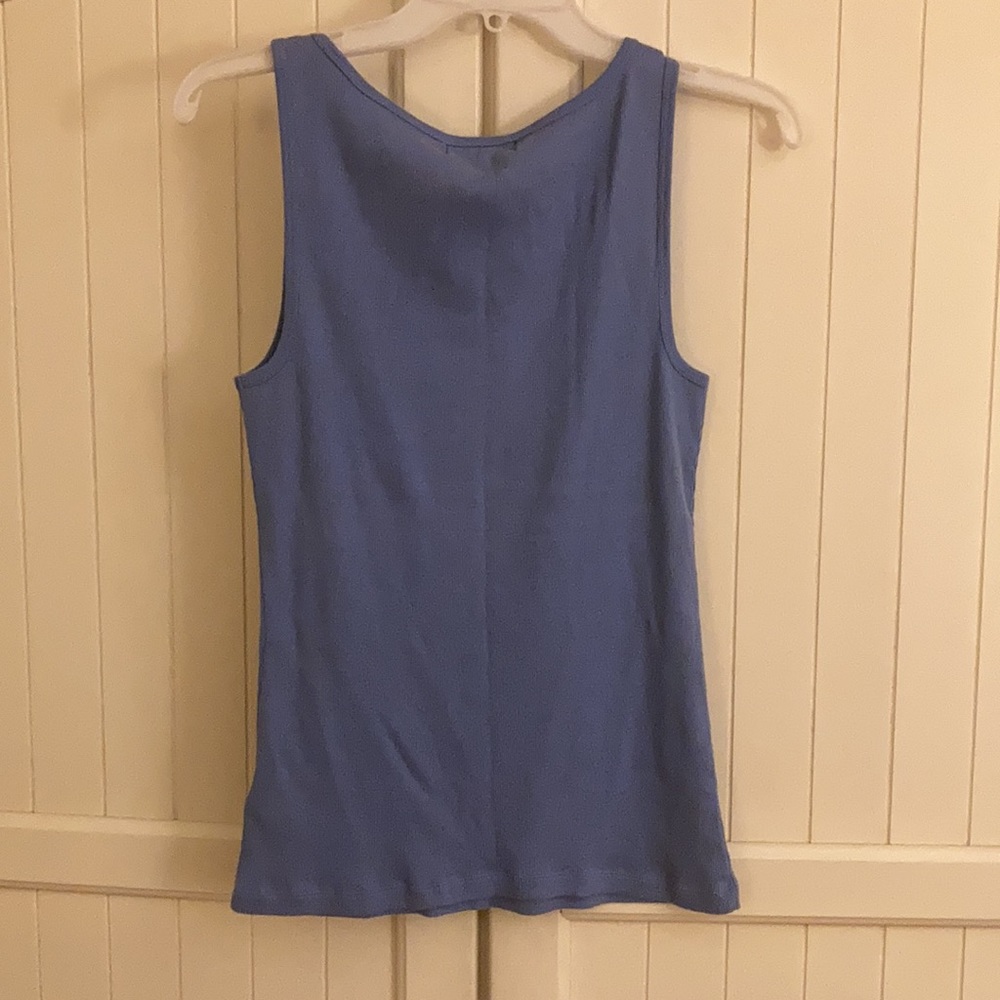 Lauren Ralph Lauren Petite Ribbed Tank Top in Dusty Blue - Picture 5 of 6